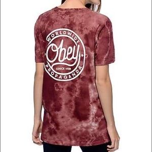 Obey: Red tie dye t- shirt